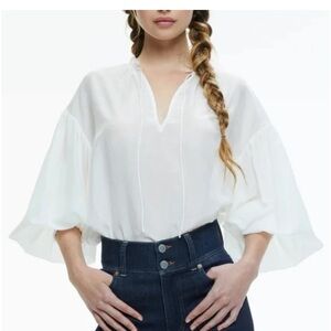 Alice + Olivia JULIUS VOLUMINOUS BLOUSON SLEEVE BLOUSE sz small